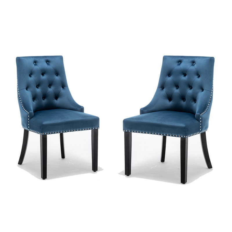 Carranza Upholstered Dining Chair, Blue, 2
