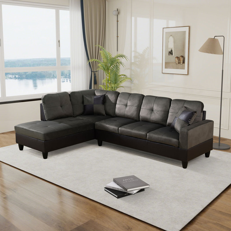 Sidra 2-Piece L Shaped Sectional Sofa & Chaise - Taupe/ Dark Brown - 2 Tone, Left Hand Facing