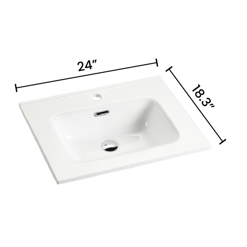 Lavabo pour salle de bain en céramique blanc brillant