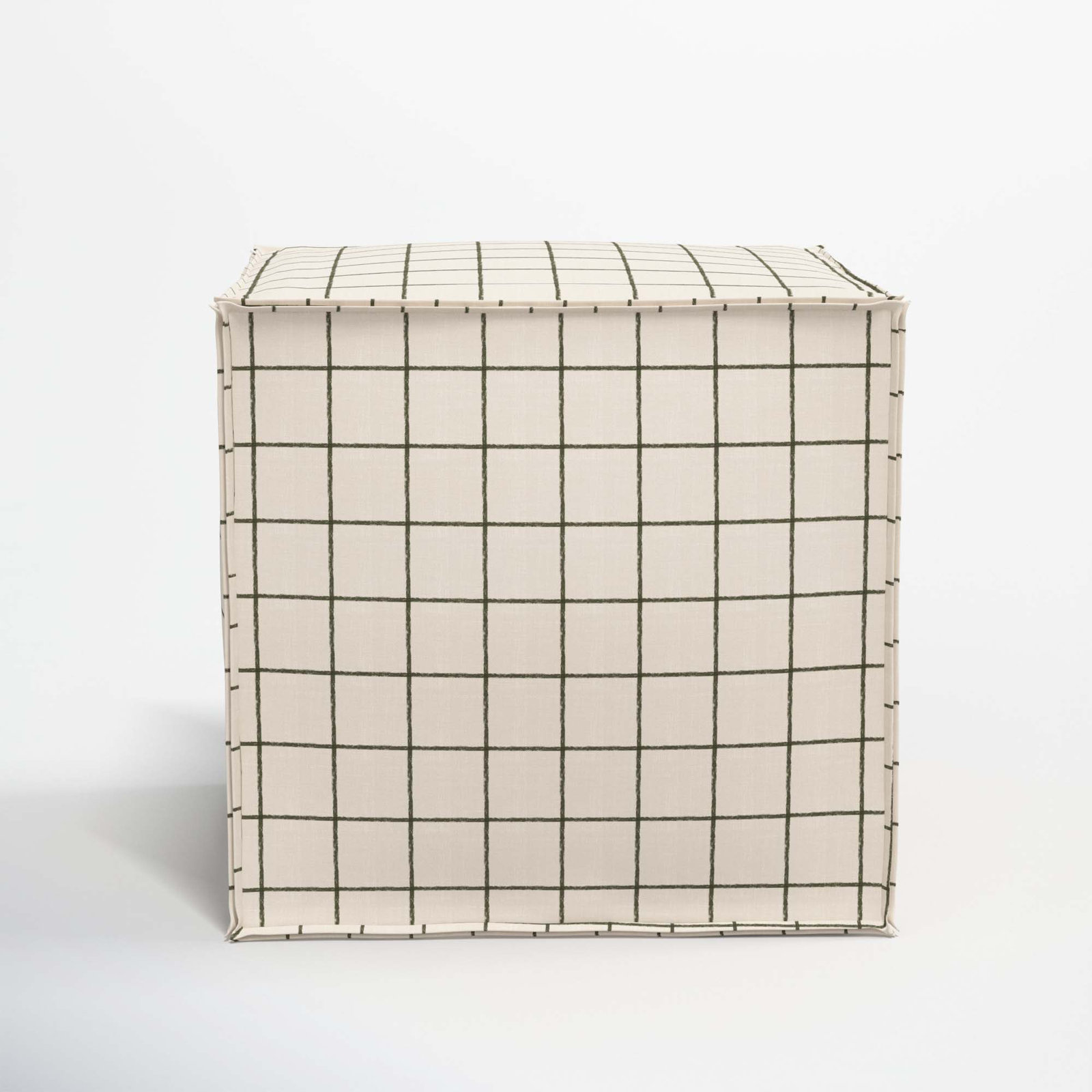 Esmerelda Upholstered Ottoman, Line Tattersall Green