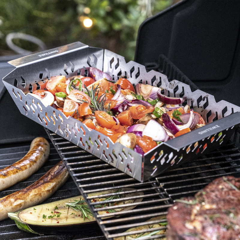 BBQ+ Dishwasher Safe Stainless Steel Grill Basket, 2.56'' H x 13.98'' W x 7.68"