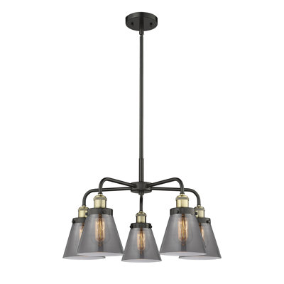 Cone 5 Light Stem Hung Chandelier