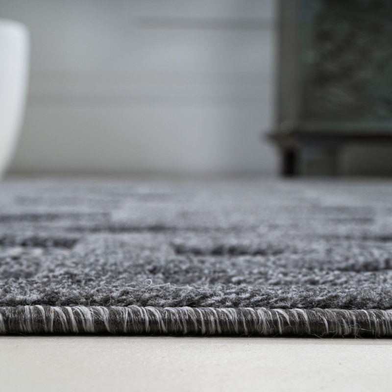 Tapis intérieur / extérieur gris foncé Talaia, Rond 5 pi 3 po