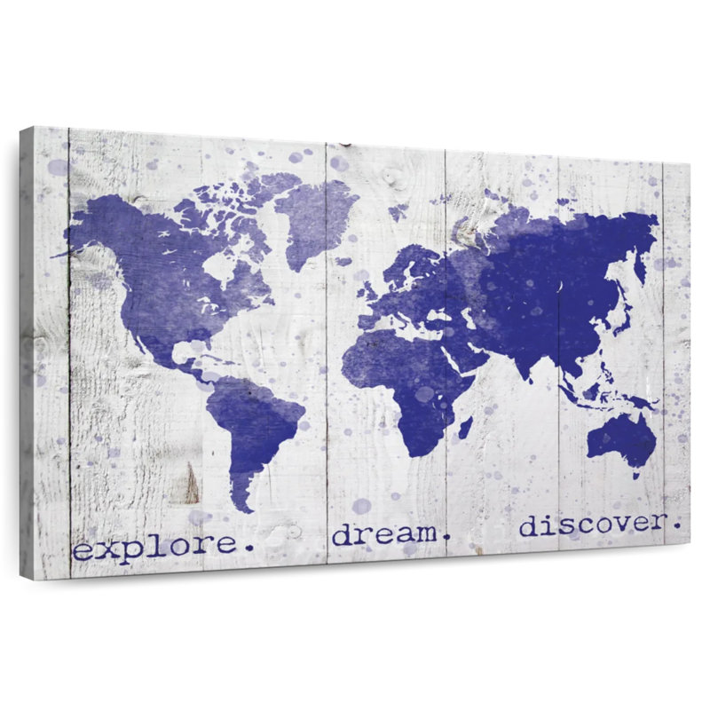 Explore Dream Discover World Map, 16" H x 24" W