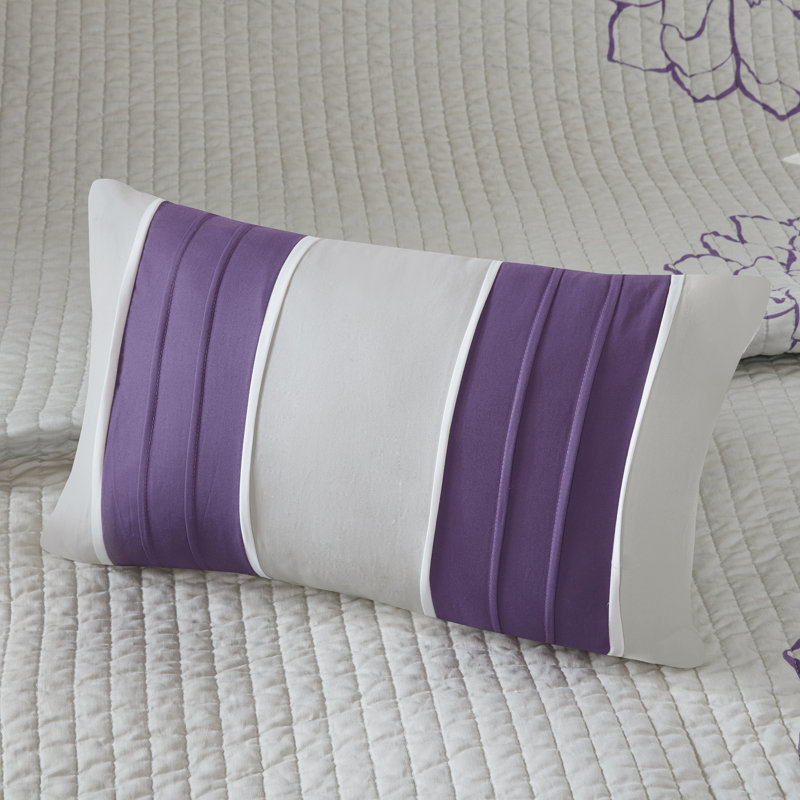 Lola King Gray and Purple Cotton Reversible Quilt Set