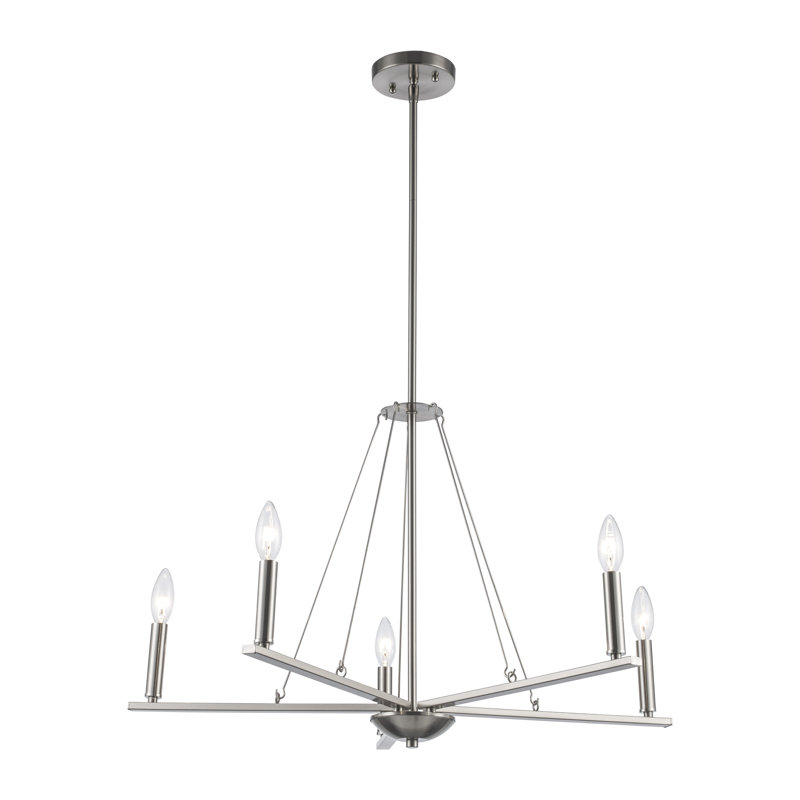 Zyian Dimmable Classic / Traditional Chandelier, 25.80" H x 31.20" W x 31.20" D, 5, Brushed Nickel