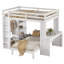 Lit superposé avec lit inférieur démontable et bureau, structure de lits superposés en bois massif avec tablettes intégrées et garde-robe, peut être converti en lit mezzanine-236326229