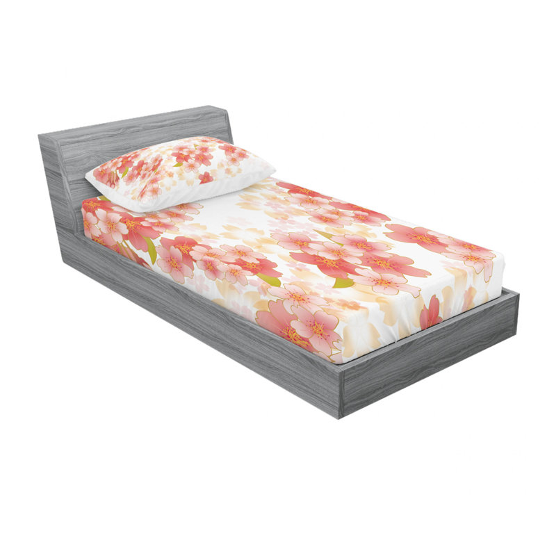 Microfiber Floral Sheet Set, Twin Sheet Set with Fitted Sheet