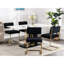 Chaises de salle à manger modernes, 2 pièces en velours côtelé noir avec base en métal doré et capitonnage de 2 chaises d'appoint, scintillantes et charmantes