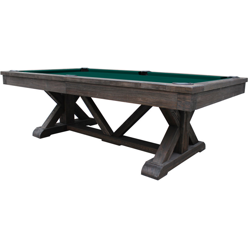 Playcraft Brazos River 8' Slate Pool Table With Dining Top & Benches/Professional Installation Included, Dark Green
