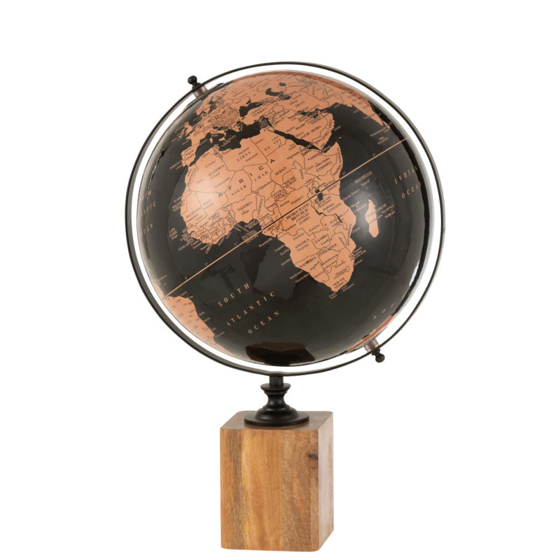 Wood Floor Globe, 48cm H x 33cm W x 30cm D