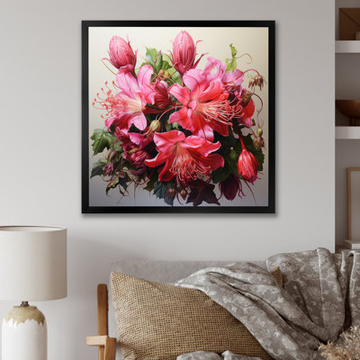 Pink Fushion Vintage Fuschia Blooms I - Fuschia Wall Art