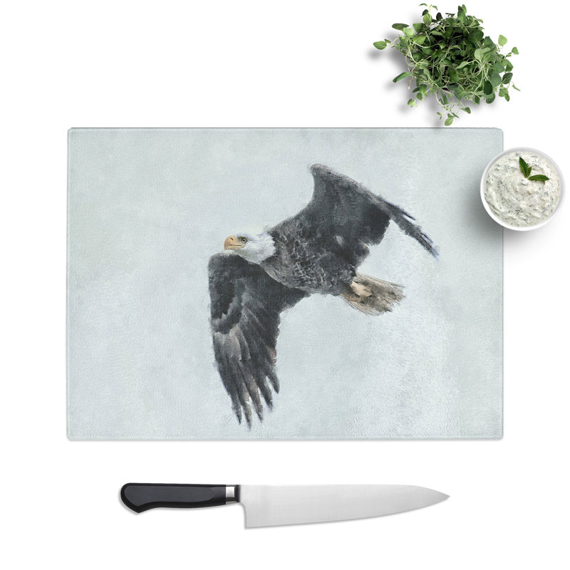 Tempered Glass Bald Eagle High in the Sky Painting Chopping Board, 28.5 cm x 39 cm