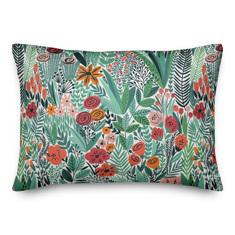  Lush Floral Outdoor Rectangular Pillow Cover & Insert