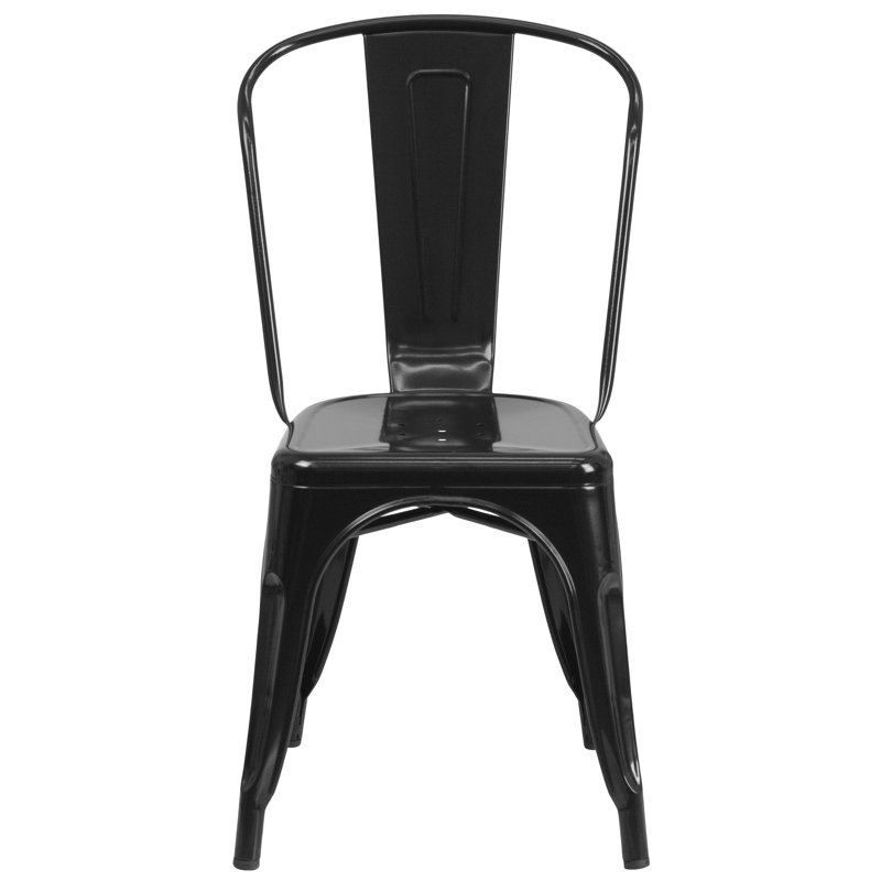Chaise d'appoint empilable en métal Lily, Noir