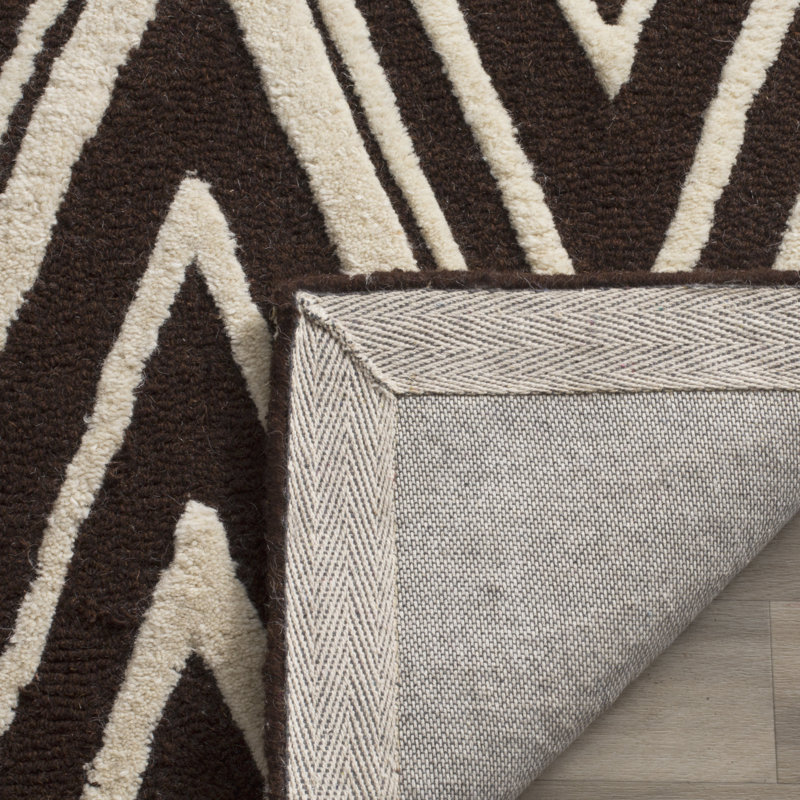 Stephen Chevron Wool Hand Woven Area Rug, Runner 76 x 244 cm