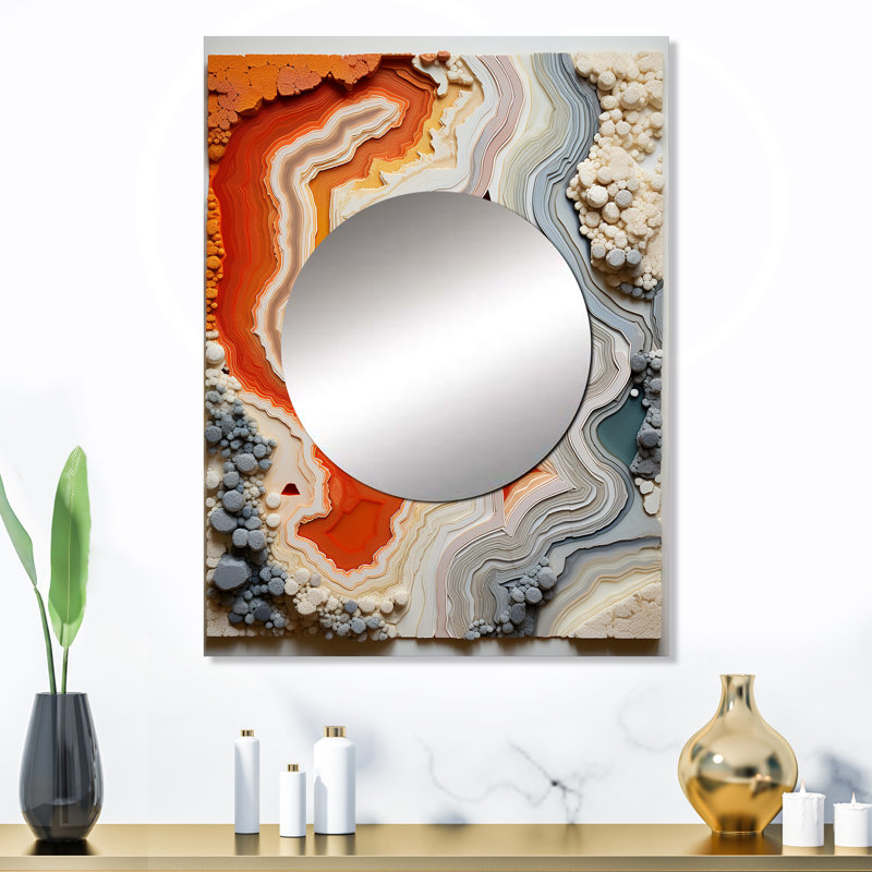 Zabian beige et pêche pierre Geode Simplicity II - miroir décoratif en pierre géode, 32 po x 24 po
