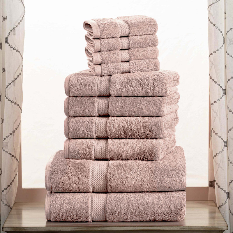 Renata 8 Piece 800 GSM Certified Egyptian Cotton Towel Set , Muted Mauve