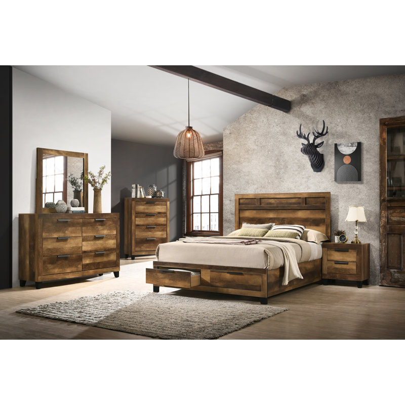 Bari 2-Drawer Nightstand in Rustic Oak