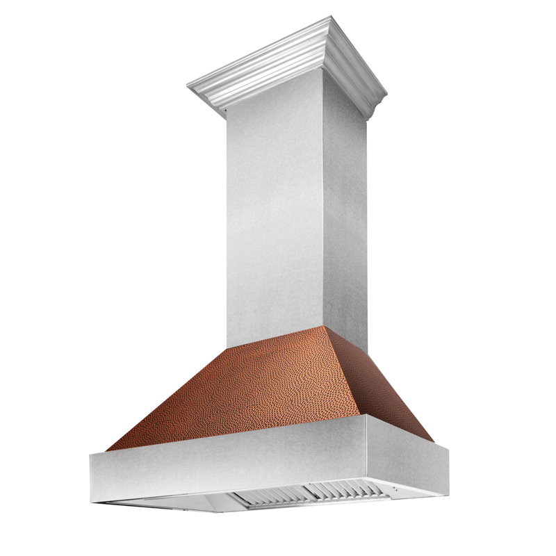 30" Fingerprint Resistant Stainless Steel Range Hood with Fingerprint Resistant Shell (8654SN-30), Hand-Hammered Copper