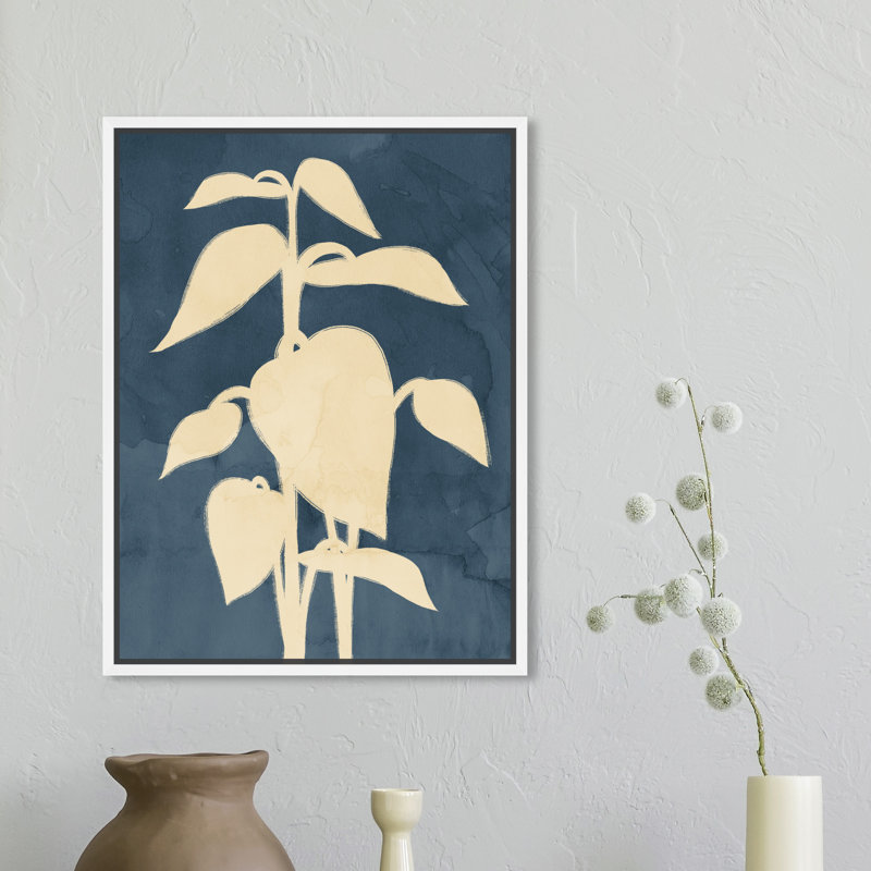 Floral and Botanical Sprout Leaf - reproduction d'art sur toile, H 16 po x l 12 po x P 1,5 po, Cadre blanc