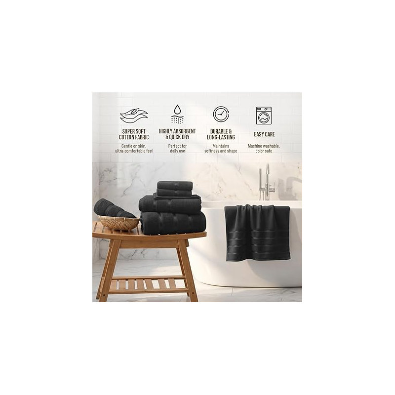 100% Cotton Mulit-Size Set, Black