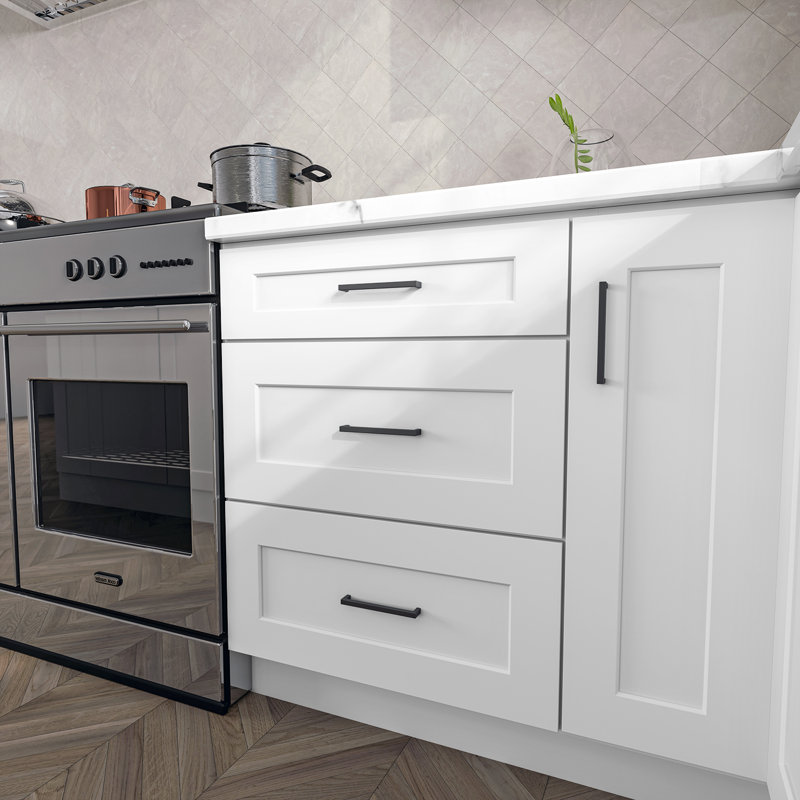 Armoire de cuisine en bois massif prête à assembler, Blanc, 18"