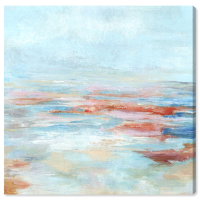Water Waves Coastal Gold Art Canvas Print by Art Remedy