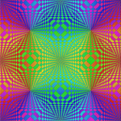 Tapis mauve/vert/rouge à tissage électrique