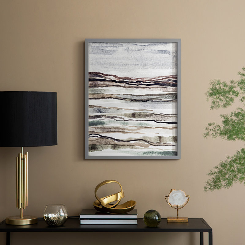 «Mute Earth Layers I», reproduction encadrée - bois massif, H 15 po x l 12 po, Gris