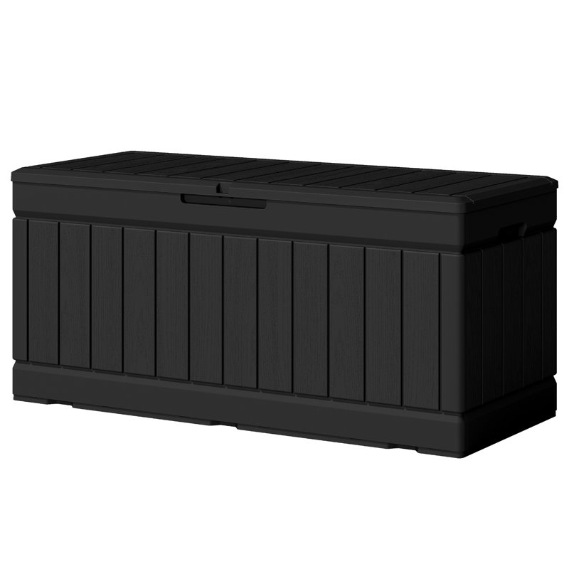 80 Gallons Water Resistant Resin Lockable Deck Box, Black
