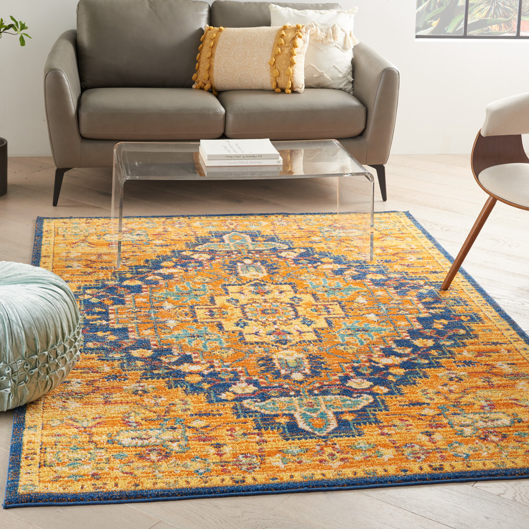 Wendi Oriental Yellow Area Rug Bungalow Rose Rug 