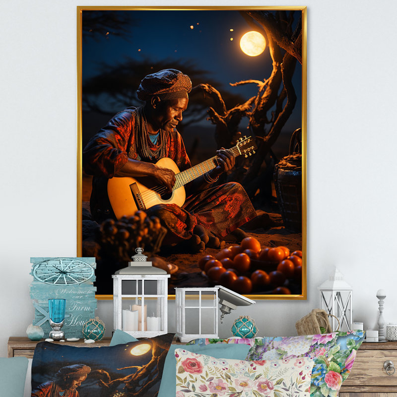 Ballam africain Serenading The IV, Cadre flottant doré, H 40 po x l 30 po x P 1,5 po