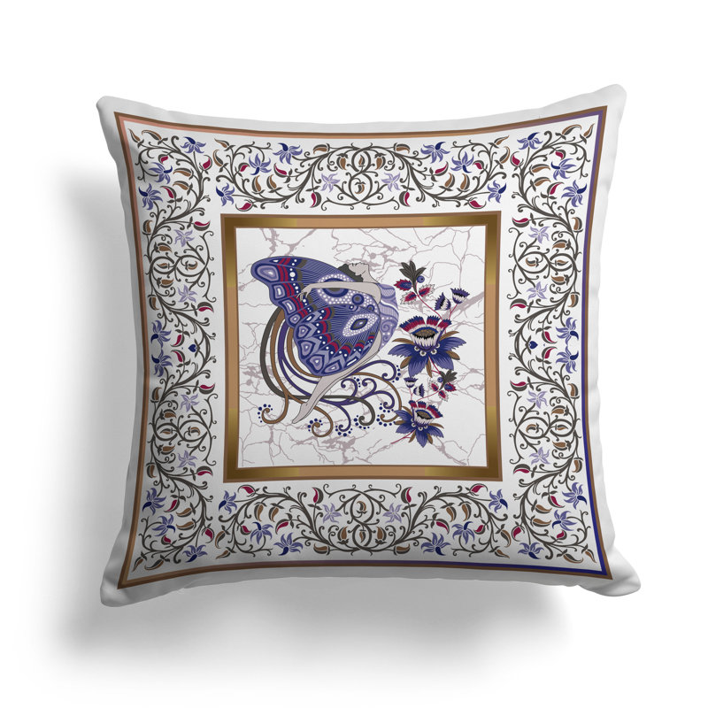Harmony Haven  Square Throw Pillow, Blue/Brown, 26"H x 26"W