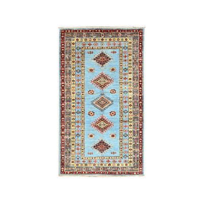 Tapis oriental bleu en laine noué à la main 3 pi 0 po x 5 pi 2 po - MOA10286319