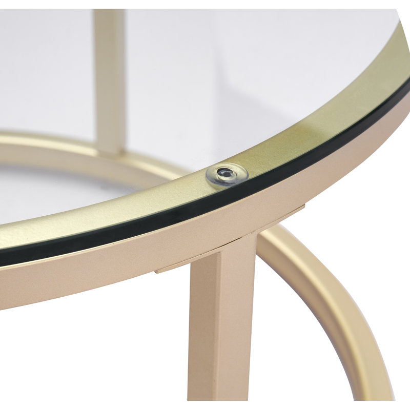 Ensemble de tables basses 2 pièces Amyris, Transparent, Doré