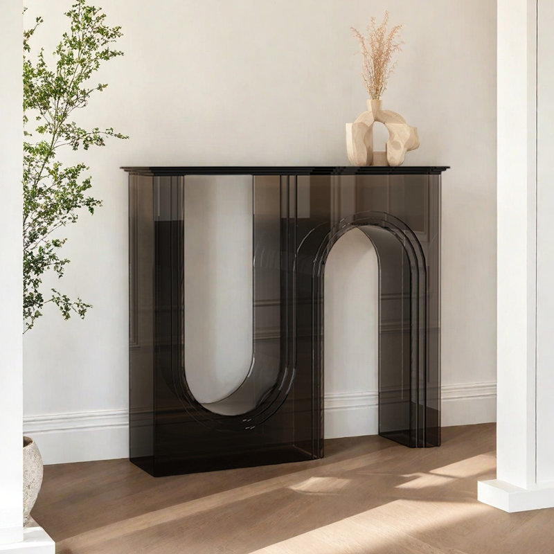 Luxury-lite acrylic minimalist console table, Noir