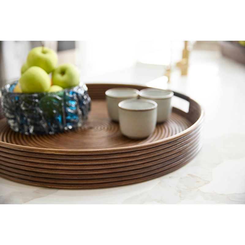 Papeete Rattan Decorative Tray, 3" H x 18" W x 18" D