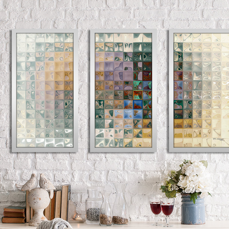 « tile art-7 2012 » par mark lawrence, ensemble de 3 impressions encadrées, H 25,5 po x l 40,5 po x P 1 po