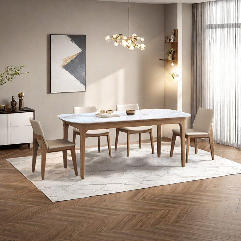 Ensemble de table de salle à manger simple en pierre frittée, H 29,53 po x L 62,99 po x l 31,5 po