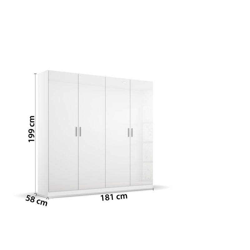 Celle 4 Door Wardrobe, Highgloss white and alpine white