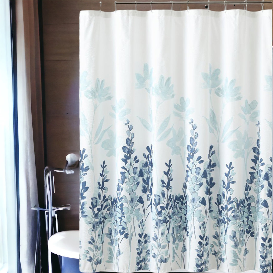 Adasia Floral Shower Curtain with Hooks Included Red Barrel Studio® 