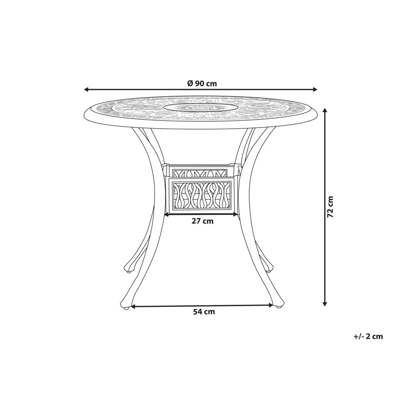 Aadhiran Round Metal Outdoor Dining Table With Umbrella Hole , 90cm cm W 90cm cm D