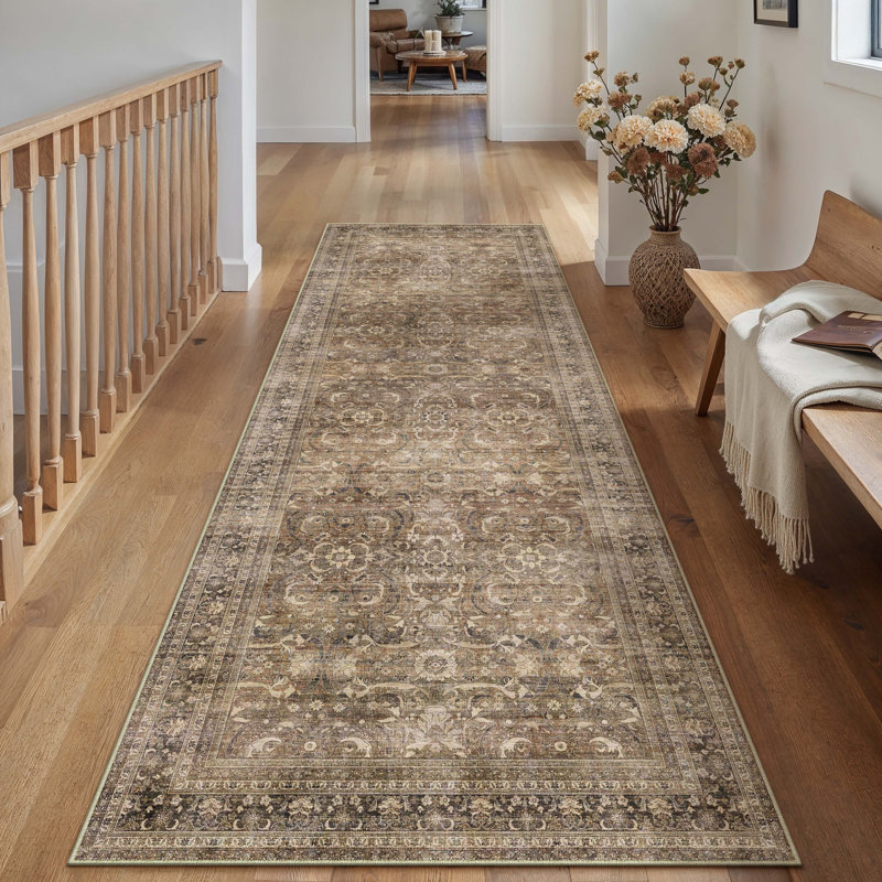 Luxury Machine Washable Vintage Area Rug with Non-Slip Backing, Runner 2' x 8'