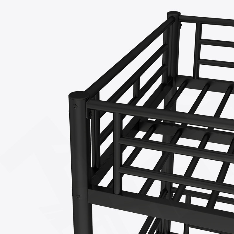 Full Over Full Over Full Bunk Bed, Kiriana Triple Bunk Bed With Safety Guardrails, Heavy-Duty Bunk Bed With Noise-Reduced Design, White