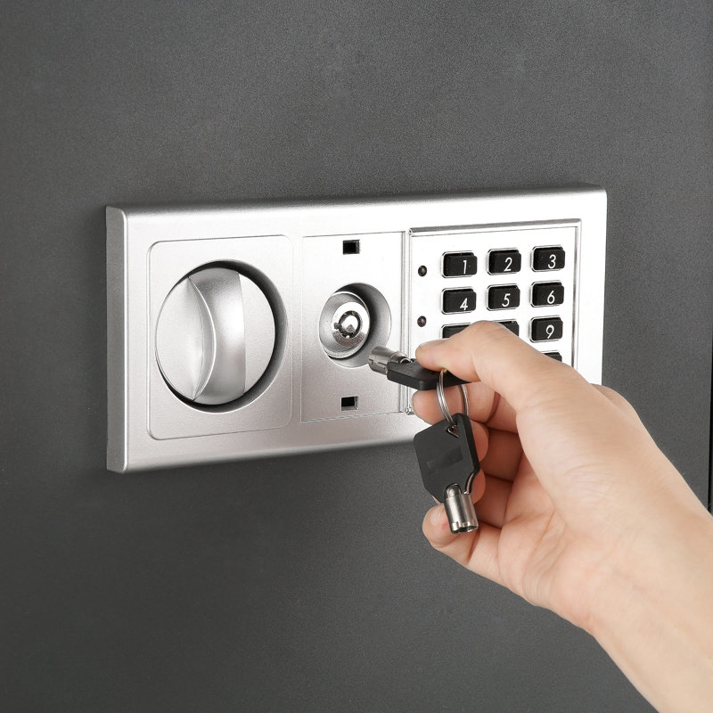 Dark Gray Steel Electronic Lock In-Wall Safe with LED Keypad