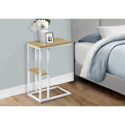 Table de bout en C avec plateau en bois et structure en métal