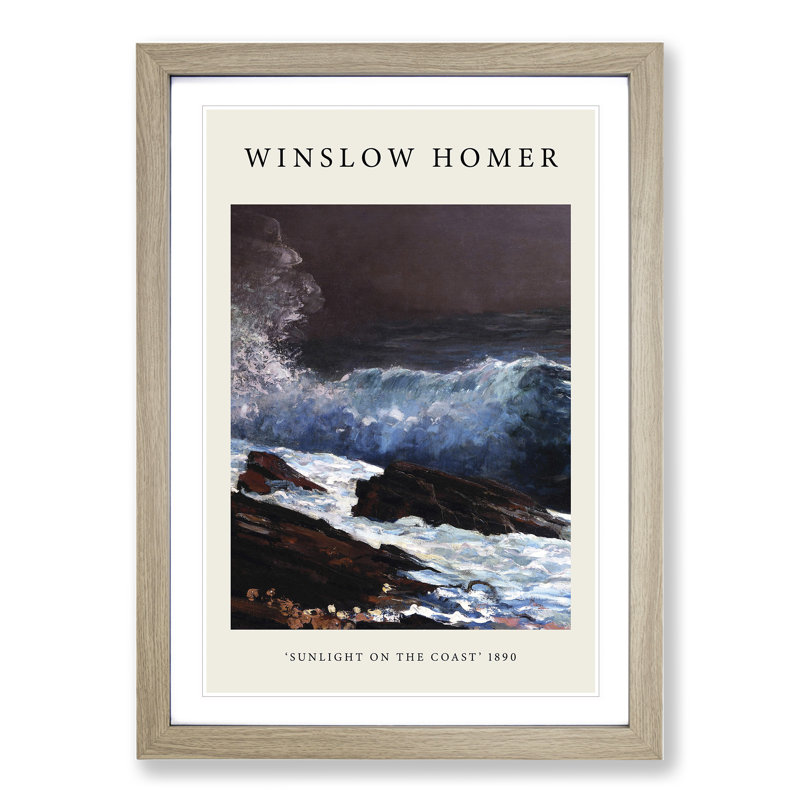 Sunlight On The Coast by Winslow Homer - Single Picture Frame Print, Oak Framed, 36cm H x 27cm W x 2cm D