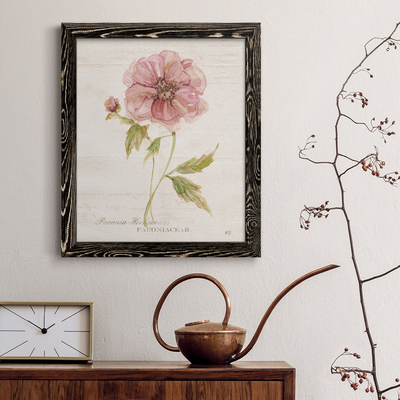 Soft Peony - peinture sur toile encadrée, H 44 po x l 31 po x P 1 po, Noir