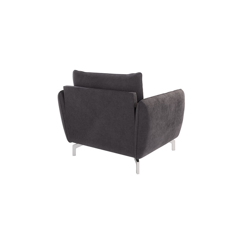 Modern Armchair  with Silver Metal Legs, Graphite